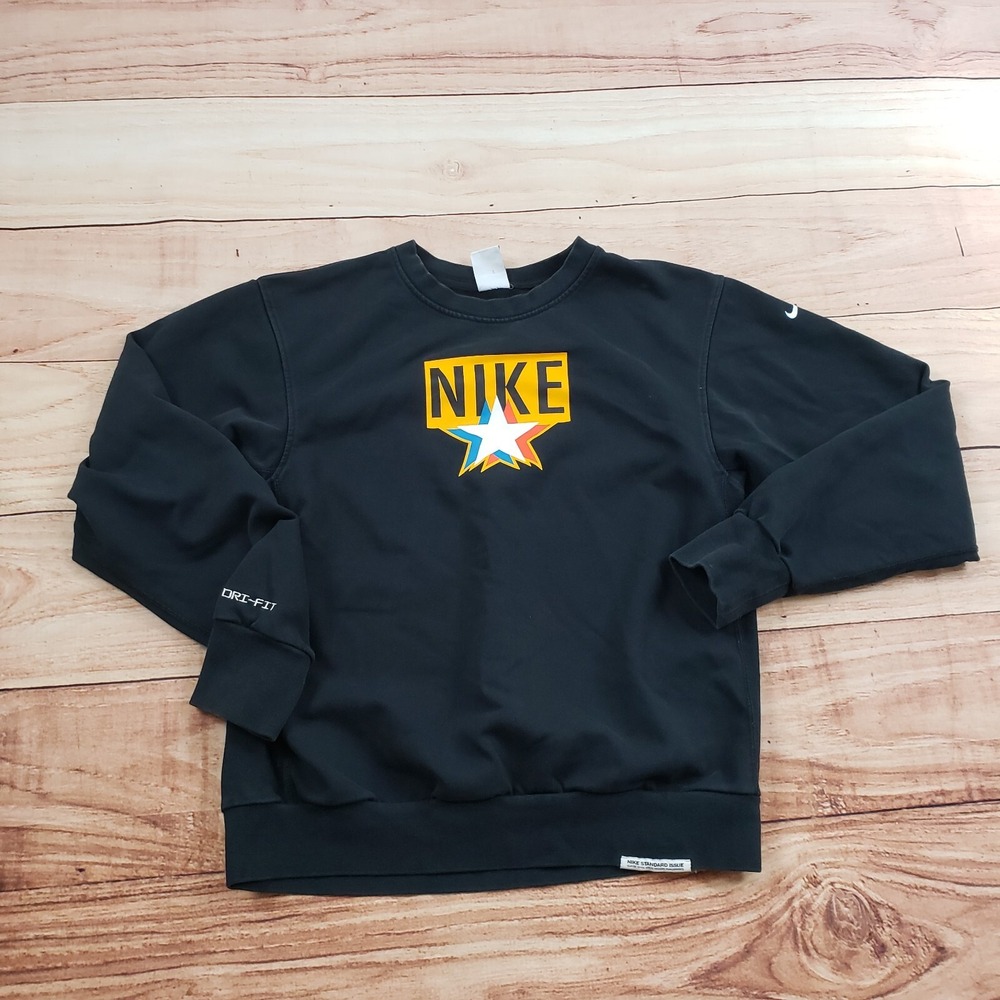 Nike Sweater Mens Small Black Yellow Standard Issue Basketball Sweatshirt Adult